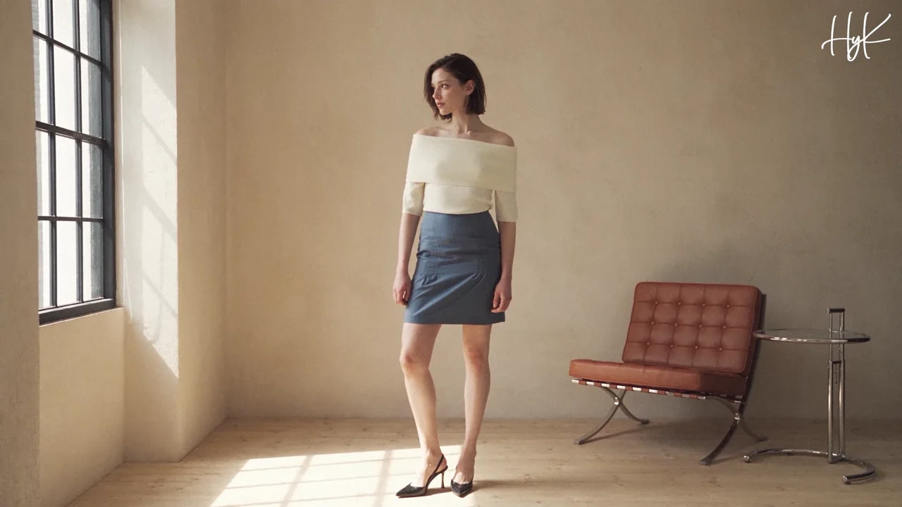 Fashion film scene with a model in a sunlit interior